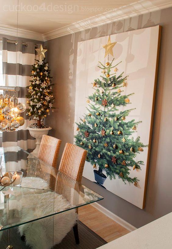 Albero dipinto Albero di Natale dipinto da parete
