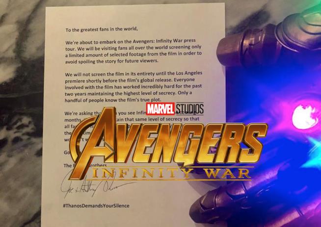 I fratelli Russo chiedono ai fan di non fare spoiler su Avengers: Infinity War. All'appello si accoda anche il cast I registi e il cast di Avengers: Infinity War chiedono ai fan di evitare di fare spoiler sul film