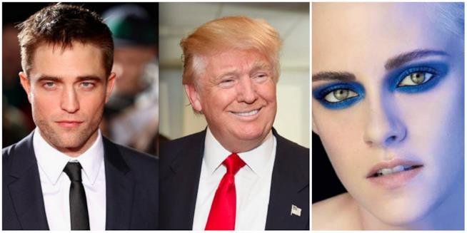 Robert Pattinson ha parlato delle offese di Donald Trump a Kristen Stewart Un collage tra Robert Pattinson, Kristen Stewart e Donald Trump