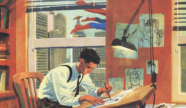 Il graphic novel dedicato alla vita di Joe Shuster (e Jerry Siegel) Particolare della copertina, con titolo e autori