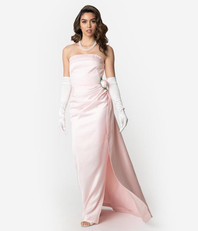 Abito Unique Vintage Abito rosa da sera
