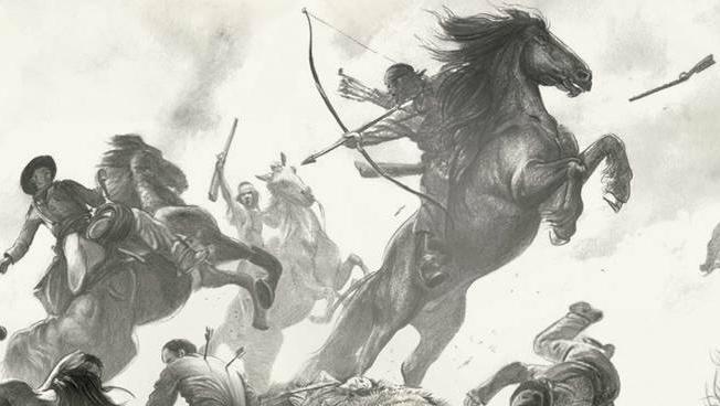 Indiani a cavallo in guerra con gli americani Apache combattono contro gli americani