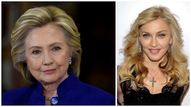 Madonna nuda in favore di Hillary Clinton Primo piano di Madonna