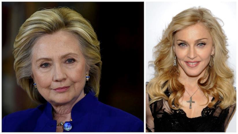 Madonna nuda in favore di Hillary Clinton Primo piano di Madonna