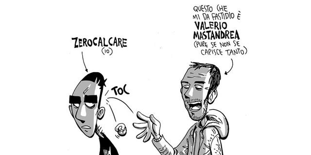 Zerocalcare e Mastandrea Una vignetta a caricatura di Zerocalcare e Mastandrea