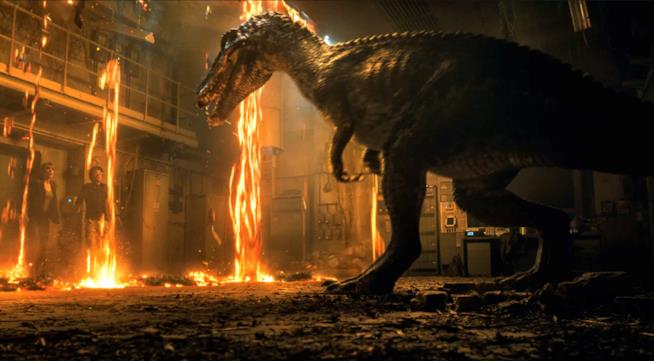 Jurassic Wolrd, le teorie sul film Il Baryonyx in una scena del trailer di Jurassic World: Il Regno Distrutto