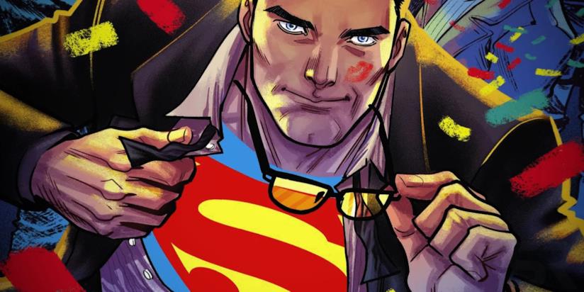 Superman non si nasconderà più dietro a un paio di occhiali Mezzobusto disegnato di Superman/Clark Kent mentre si sbottona la camicia e si toglie gli occhiali