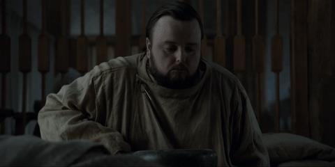 Sam protagonista di una teoria dei fan di Game of Thrones Sam Tarly nauseato in GoT 7x01