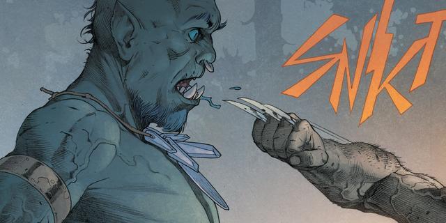 Wolverine attacca un nemico Wolverine attacca un nemico stupefatto.