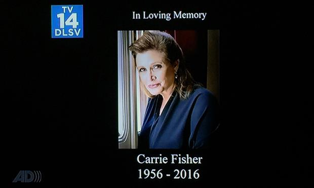 In memoria di Carrie Fisher Carrie Fisher: la sua immagine per ricordarla prima di un nuovo episodio dei Griffin