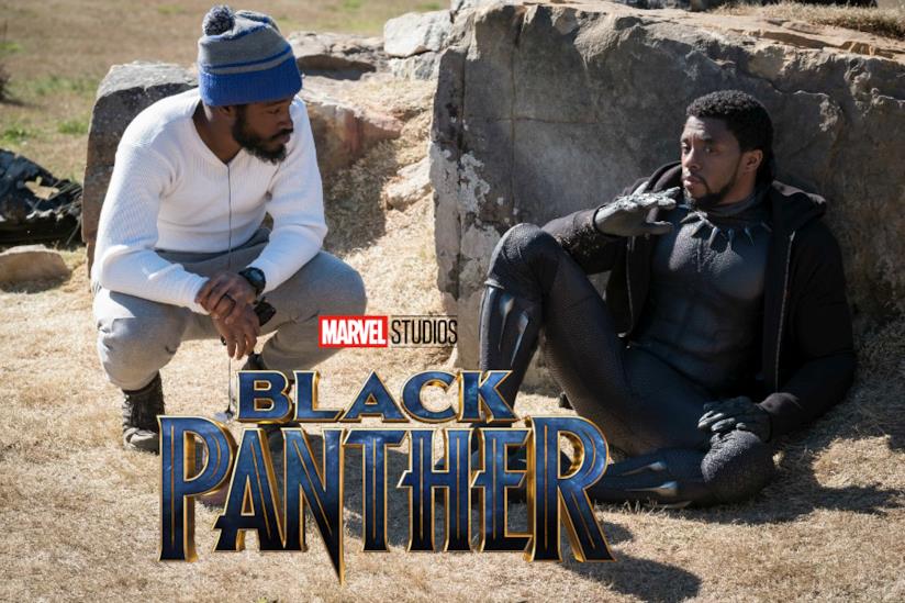 Ryan Coogler e Chadwick Boseman sul set Ryan Coogler e Chadwick Boseman durante una pausa sul set