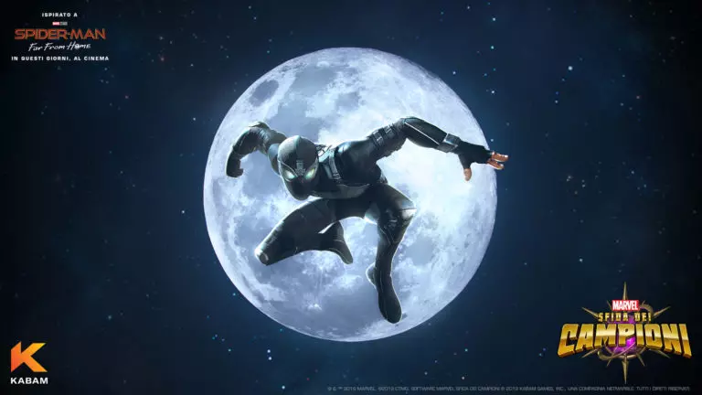 Spider-Man con la Stealth Suit in arrivo anche in Marvel - Sfida dei Campioni Spider-Man con la Stealth Suit in un poster promozionale del gioco Marvel - Sfida dei Campioni