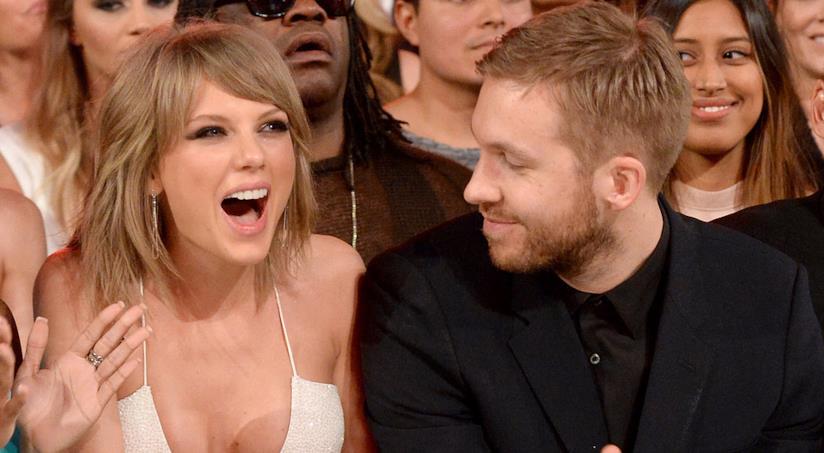 Taylor Swift ringrazia in pubblico Calvin Harris Primo piano di Taylor Swift e Calvin Harris