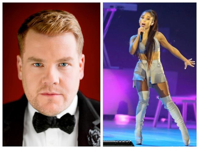 Le celebrity reagiscono all'attentato di Manchester durante il concerto di Ariana Grande James Corden e Ariana Grande