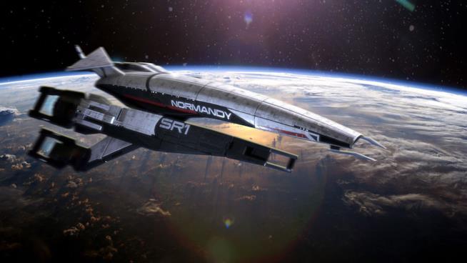 Ecco la Normandy di Mass Effect ricreata con i LEGO Il primo modello di Normandy sorvola la Terra in Mass Effect