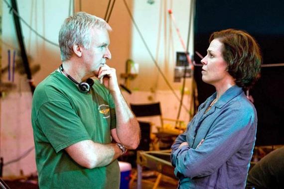 Sigourney Weaver e James Cameron Sigourney Weaver e James Cameron sul set di Avatar
