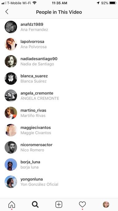 Instagram permetterà presto di taggare gli amici nei video? L'elenco "Persone in questo video"