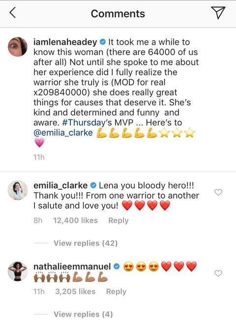 Lena Headey loda Emilia Clarke e lei ricambia con altrettanti complimenti Lena Headey ed Emilia Clarke si sostengono a vicenda