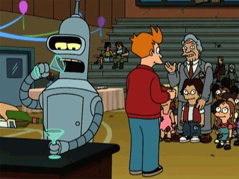 Bender beve dei drink Per Bender di Futurama i cocktail sono carburante