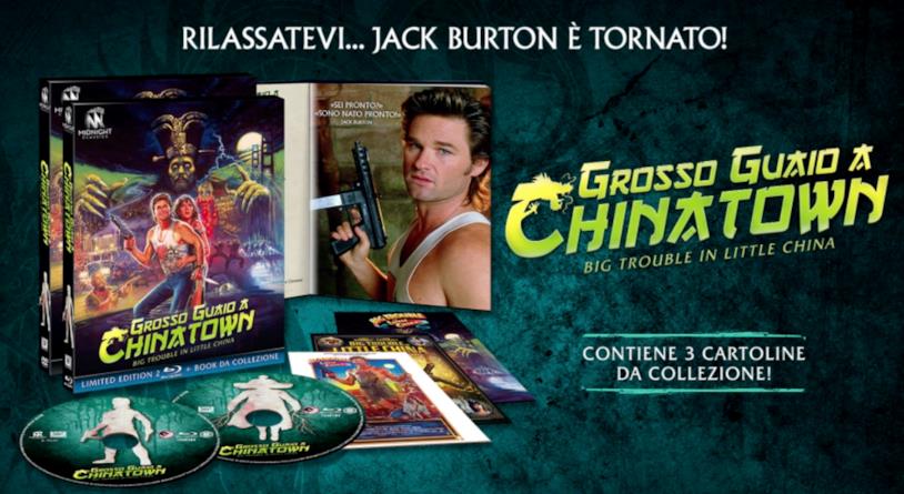 Grosso Guaio a Chinatown la limited edition in DVD e Blu-ray Grosso Guaio a Chinatown la limited edition in DVD e Blu-ray con due dischi, un booklet e tre card da collezione.
