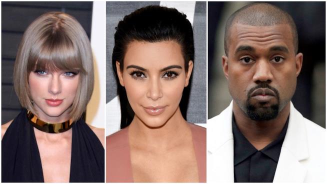 Kim Kardashian e Taylor Swift litigano sui social per il video di Kanye West Primo piano di Taylor Swift, Kim Kardashian e Kanye West