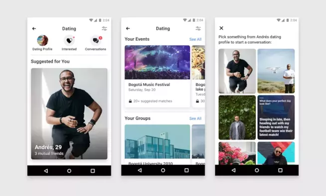 Facebook Dating è la nuova piattaforma per incontri che rivaleggerà con Tinder Alcuni screen di Facebook Dating
