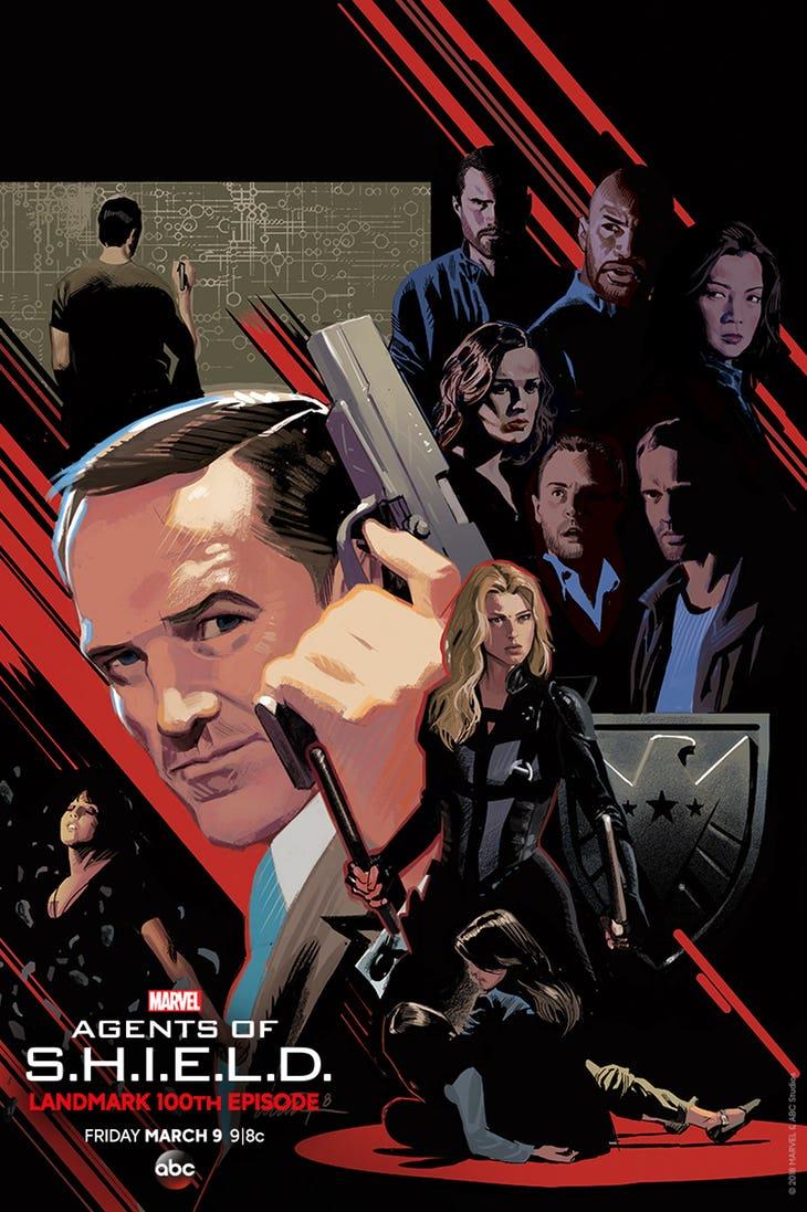 Il poster dell'episodio 100 di Marvel’s Agents of S.H.I.E.L.D. L'art poster di Marvel’s Agents of S.H.I.E.L.D. - episodio 100
