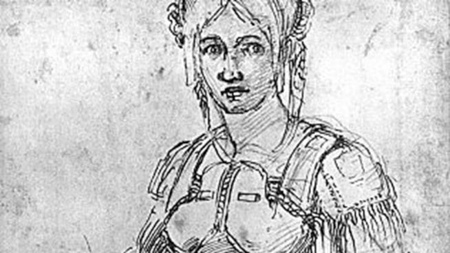 Arte, scovato un autoritratto di Michelangelo celato in un suo disegno Primo piano dell'autoritratto di Vittoria Colonna a opera di Michelangelo