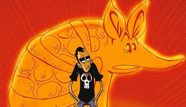 La profezia dell'Armadillo, recensione della graphic novel La profezia dell'Armadillo, cover con Zerocalcare e l'armadillo