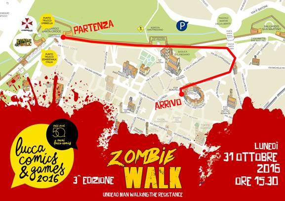 Il percorso della Zombie Walk di Lucca Comics & Games 2016 La Zombie Walk è uno degli appuntamenti fissi di Lucca Comics