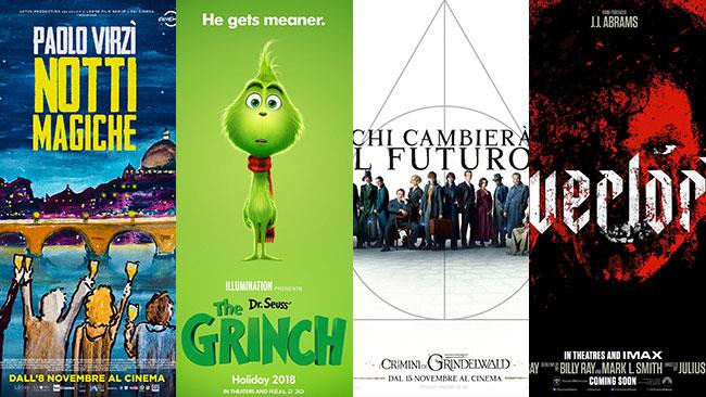Un mese di cinema: i film in uscita a novembre 2018 I poster di Notti magiche, Il Grinch, Animali fantastici - I crimini di Grindelwald, Overlord