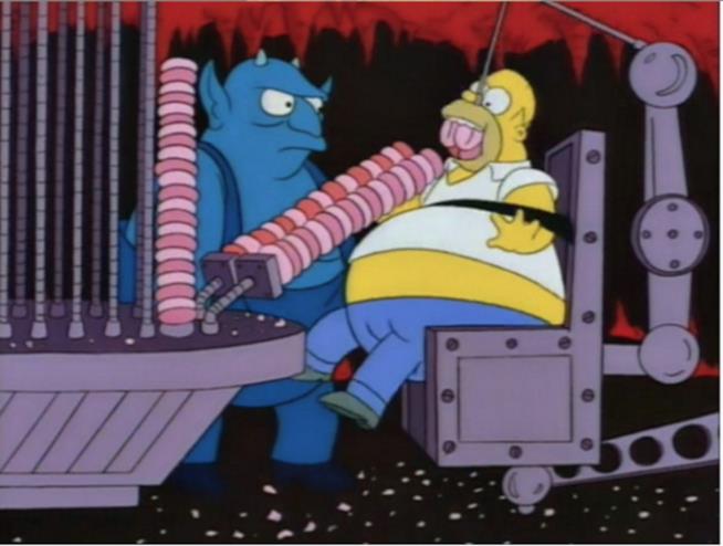 I migliori poster de La paura fa novanta tratti dalla serie I Simpson In foto un operaio e il pupazzo malvagio di Krusty il Clown