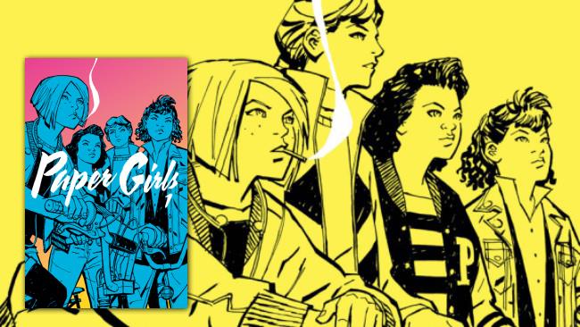 La copertina italiana del primo volume di Paper Girls Paper Girls volume 1 nell'edizione Bao Publishing