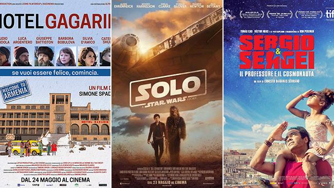Weekend al cinema: i film in uscita il 26 e 27 maggio 2017 I poster dei film Hotel Gagarin, Solo: A Star Wars Story, Sergio e Sergei