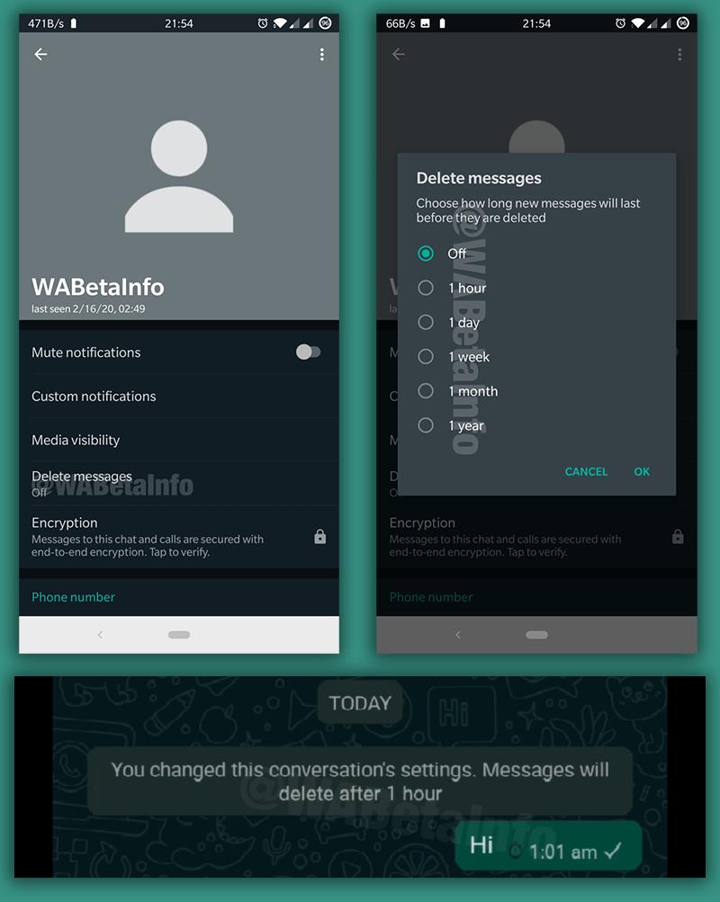 In prova su WhatsApp la funzione per autodistruggere i messaggi Screen della funzione per l'autodistruzione dei messaggi su WhatsApp