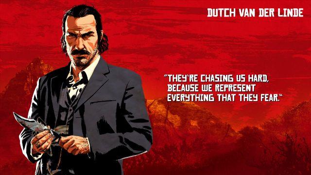 Un primo piano di Dutch Van Der Linde Dutch Van Der Linde è capo dell'omonima gang di Red Dead Redemption 2