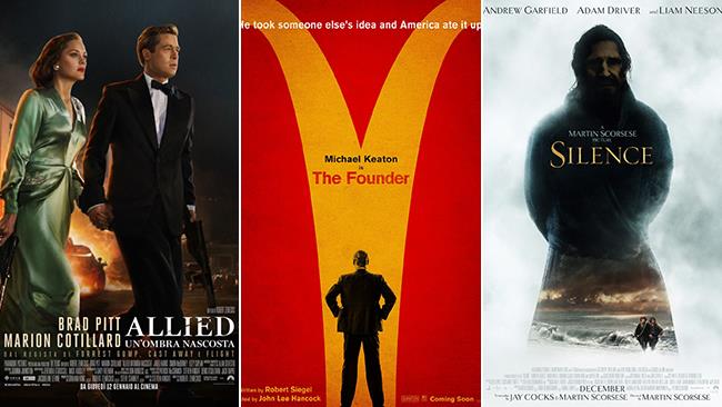 Weekend al cinema: i film in uscita il 14 e 15 gennaio 2017 Le locandine dei film Allied - Un'Ombra Nascosta, The Founder e Silence