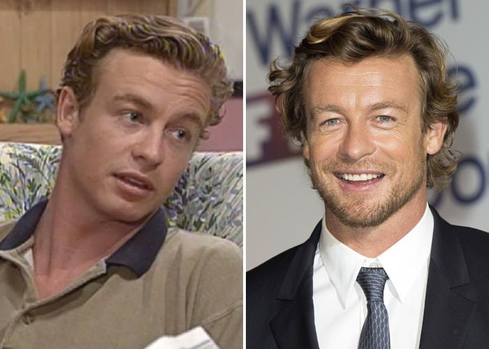 Simon Baker molto tempo fa e l'attore ai giorni nostri Simon Baker ai tempi di Home and Away a sinistra, a destra Simon Baker ai giorni nostri