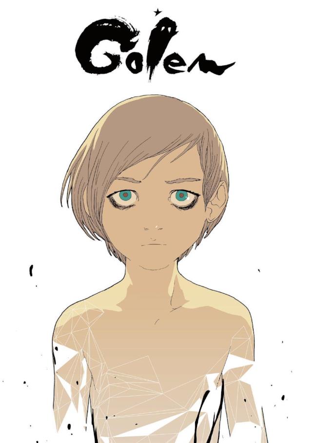 La copertina di Golem, la prima graphic novel di LRNZ Sulla copertina di Golem campeggia il protagonista della storia, un ragazzino dallo sguardo intenso