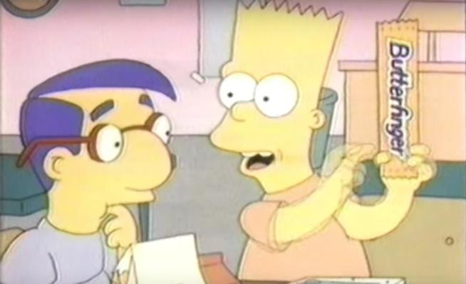 Il regista David Silverman ha rivelato la creazione del personaggio di Milhouse dalla serie I Simpson In foto Bart e Milhouse dalla pubblicità della Butterfinger