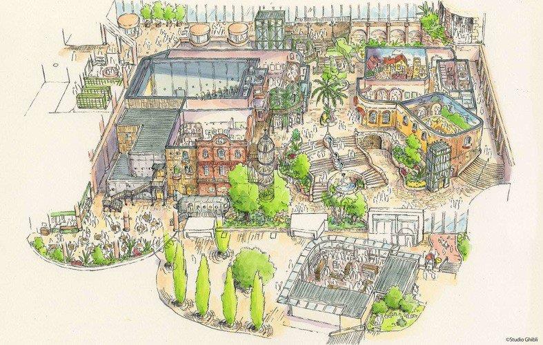 Conceptt art che mostra come sarà il parco a tema Ghibli Ghibli Theme Park: concept art mostra come sarà il parco a tema Ghibli di Nagoya