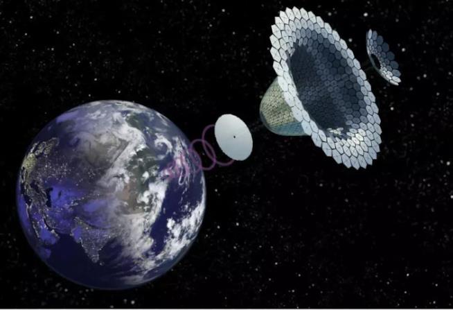 L'impianto solare dello spazio Una serie di pannelli solari a forma sferica sospesi nello spazio