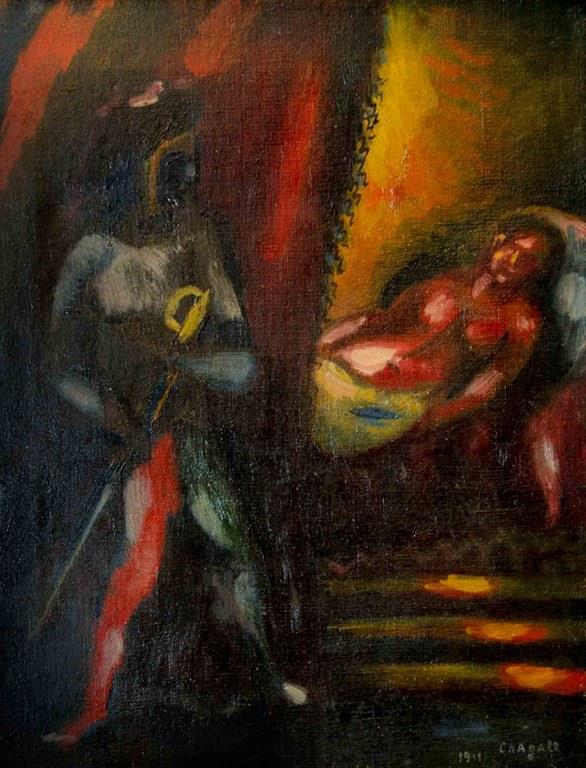 Otello e Desdemona di Marc Chagall Un primo piano dell'opera di Marc Chagall "Otello e Desdemona"