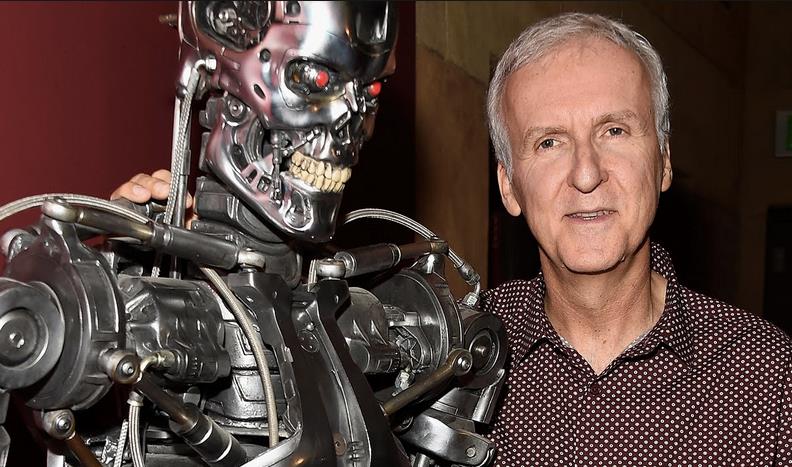 James Cameron rivisiterà Terminator con l'aiuto del regista di Deadpool? James Cameron con il robot di Terminator