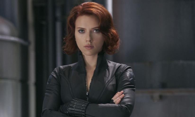 Marvel e Disney torna nella Hall H al San Diego Comic-Con 2019 Un primo piano di Scarlett Johansson nei panni di Black Widow