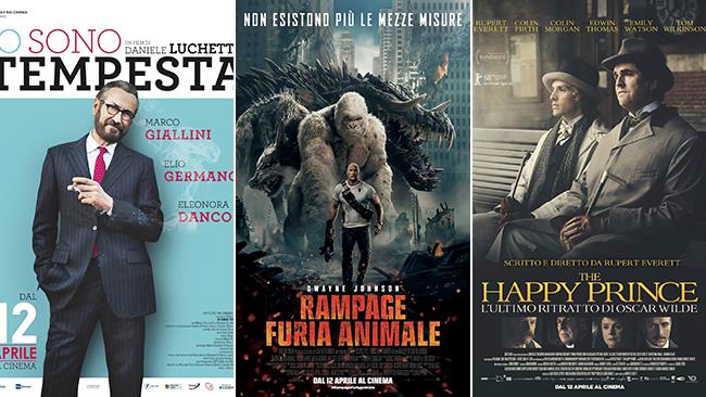 Weekend al cinema: i film in uscita il 14 e 15 aprile 2018 I poster dei film Io sono tempesta, Rampage - Furia animale, The Happy Prince
