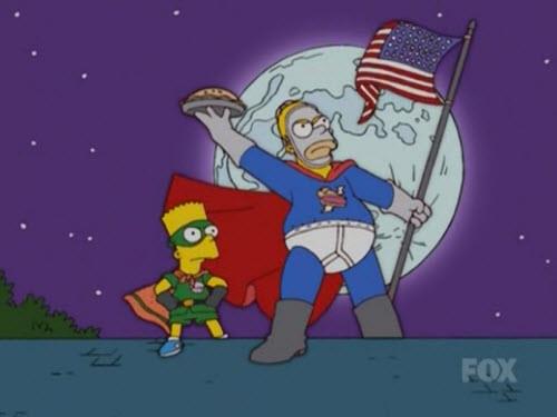 Homer e Bart in l'Uomo Torta Homer e Bart nell'episodio L'Uomo Torta de I Simpson