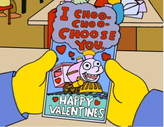 Il produttore esecutivo dei Simpson ha spiegato ai fan come è nato il bigliettino di San Valentino di Ralphuccio In foto Ralph osserva il suo biglietto di San Valentino