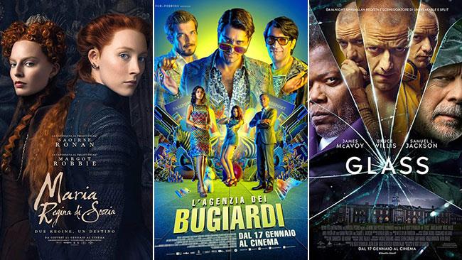 Weekend al cinema: i film in sala il 19 e 20 gennaio 2019 I poster di Maria Regina di Scozia, L'agenzia dei bugiardi, Glass
