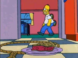 Homer e la torta sul pavimento Homer e i pericoli di mangiare la torta trovata sul pavimento